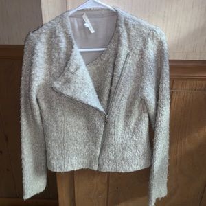 Paper Crown cream zip up sweater